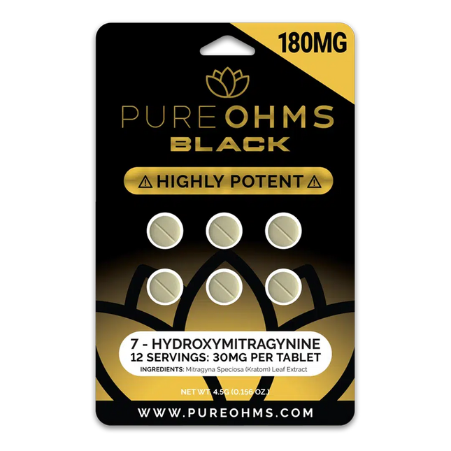 PUREOHMS BLACK 7-HYDROXYMITRAGYNINE 30MG CHEWABLE TABLETS (6CT/PK)