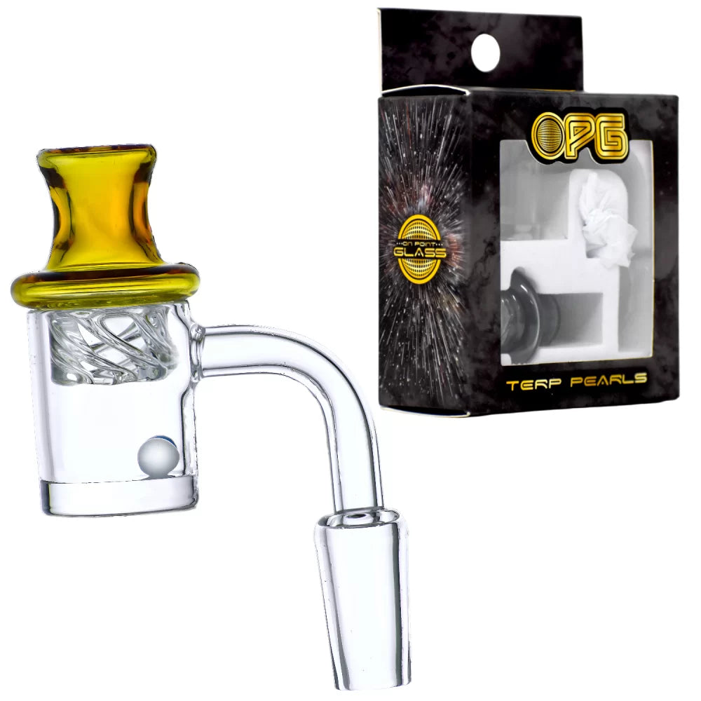 ON POINT GLASS 25MM FLAT BOTTOM 4MM W/ DIRECTIONAL CARB CAB & 2 MARBLE 6MM BANGER SET