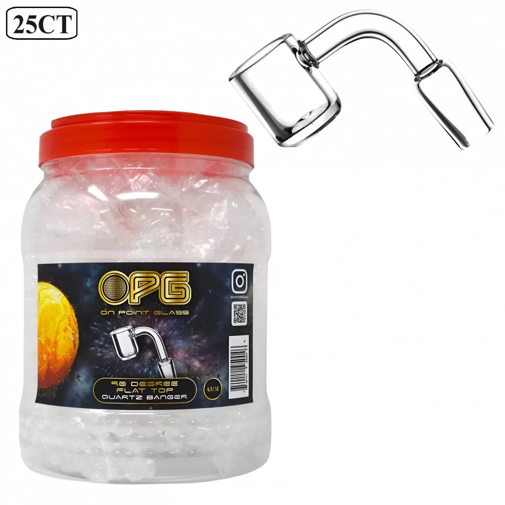 ON POINT GLASS 4MM 14 MALE JOINT 90° TOP FLAT TOP CUT QUARTZ BANGER