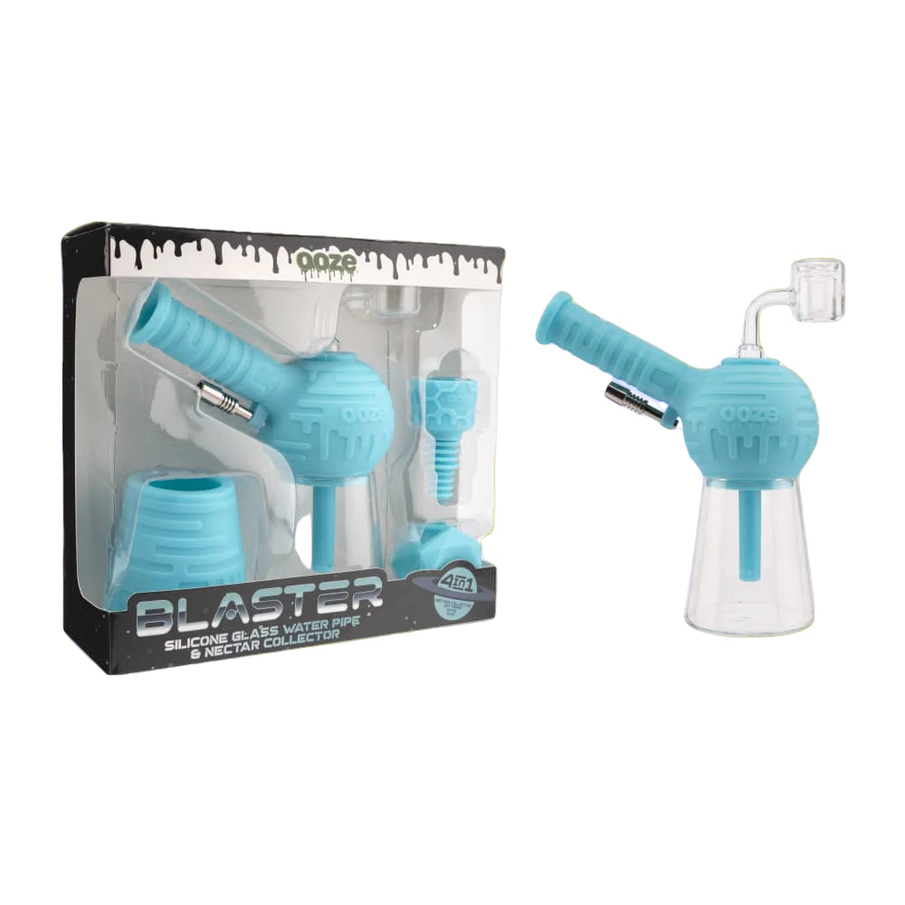 OOZE BLASTER SILICONE GLASS WATER PIPE & NECTAR COLLECTOR 4 IN 1
