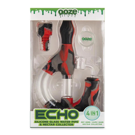 OOZE ECHO SILICONE GLASS WATER PIPE & NECTAR COLLECTOR 4 IN 1
