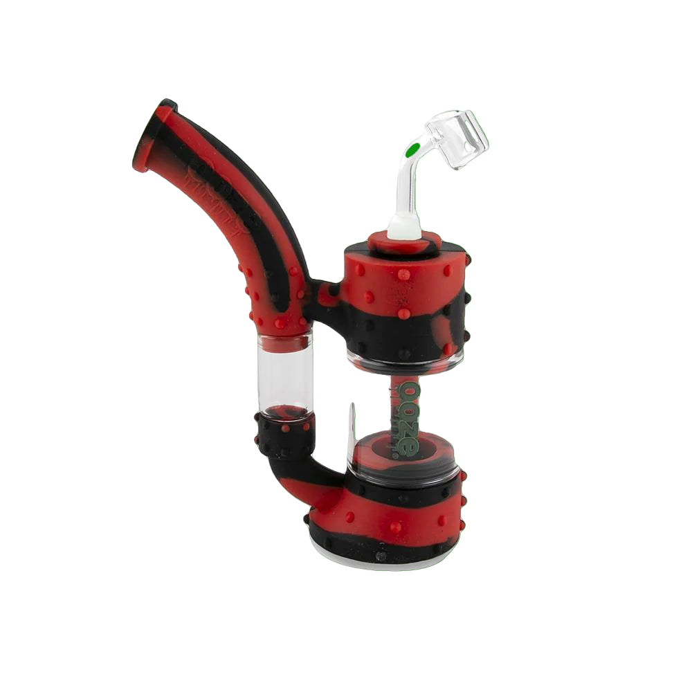 OOZE STACK SILICONE GLASS WATER PIPE | RED BLACK