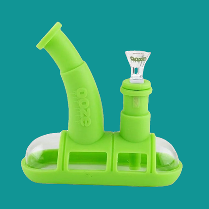 OOZE STEAMBOAT SILICONE GLASS WATER PIPE - STEAMBOAT GREEN -