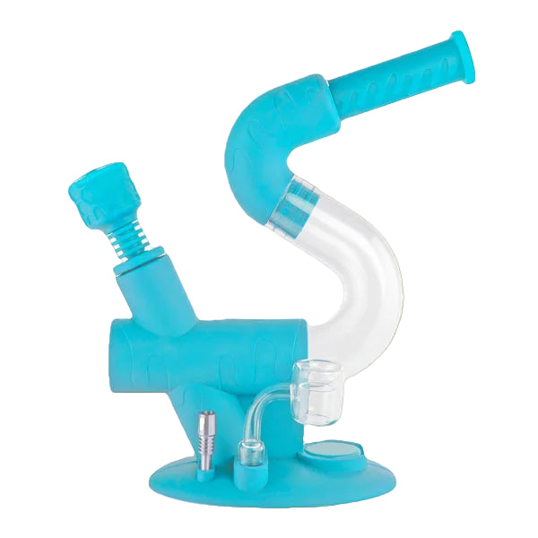 OOZE SWERVE SILICONE GLASS WATER PIPE & NECTAR COLLECTOR 4 IN 1
