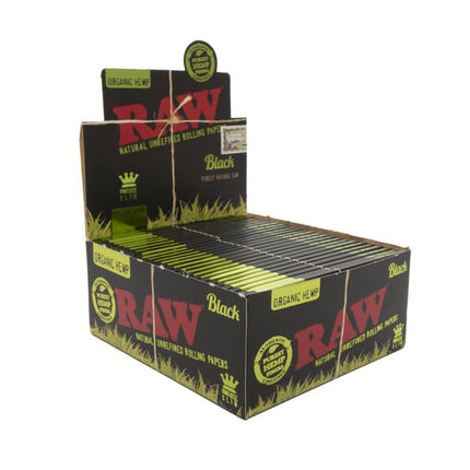 RAW BLACK ORGANIC HEMP KING SIZE SLIM PAPERS (50CT/PK , 24PK/BOX)