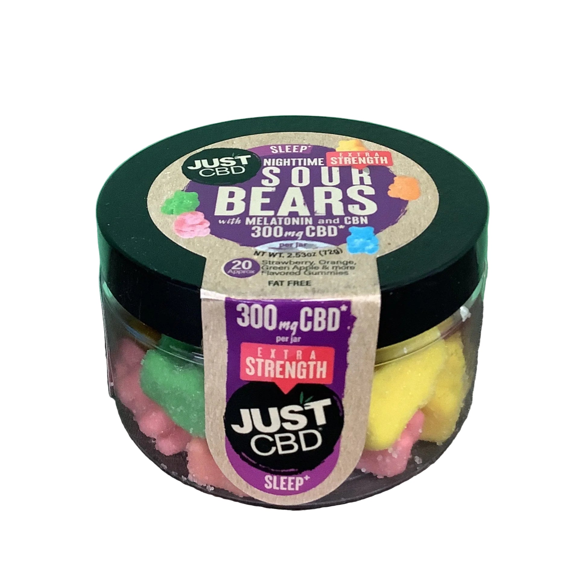 JUST CBD NIGHTTIME SOUR BEARS EXTRA STRENGTH WITH MELATONIN & CBN 300MG