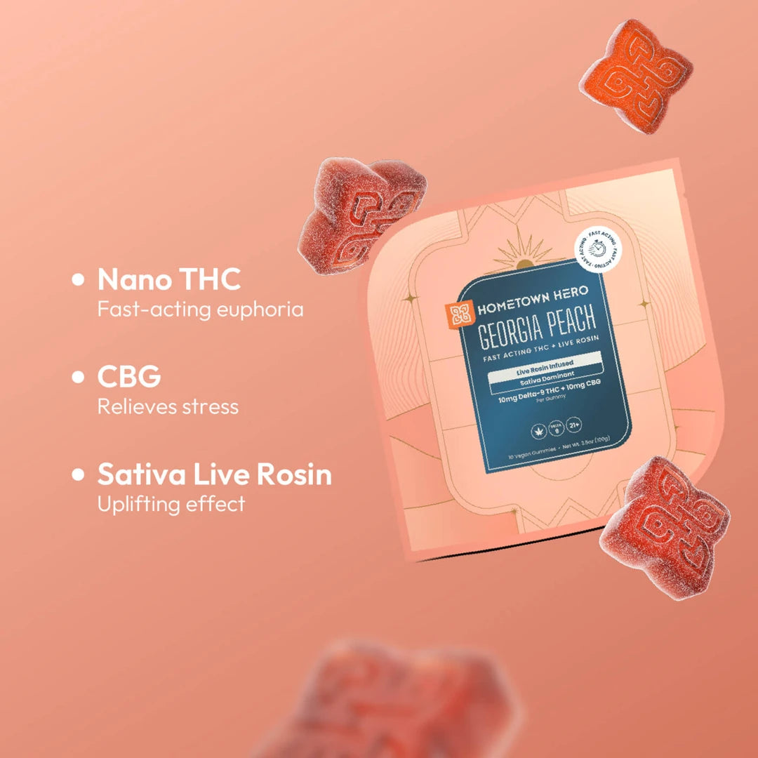 HOMETOWN HERO 20MG D9 LIVE ROSIN GUMMIES (10CT/PACK)