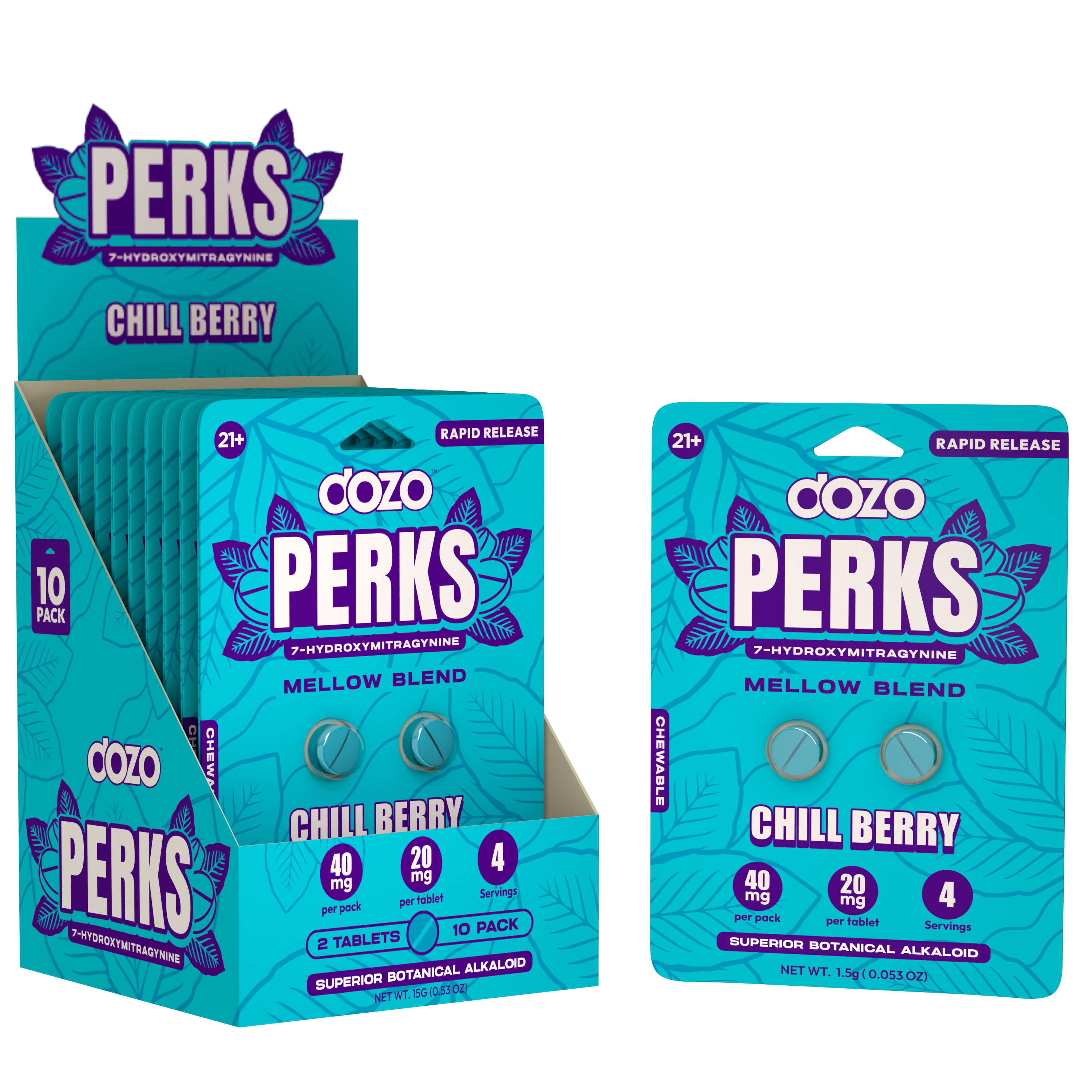 DOZO PERKS 7-HYDROXYMITRAGYNINE 20MG/TABLET (2CT/PACK)
