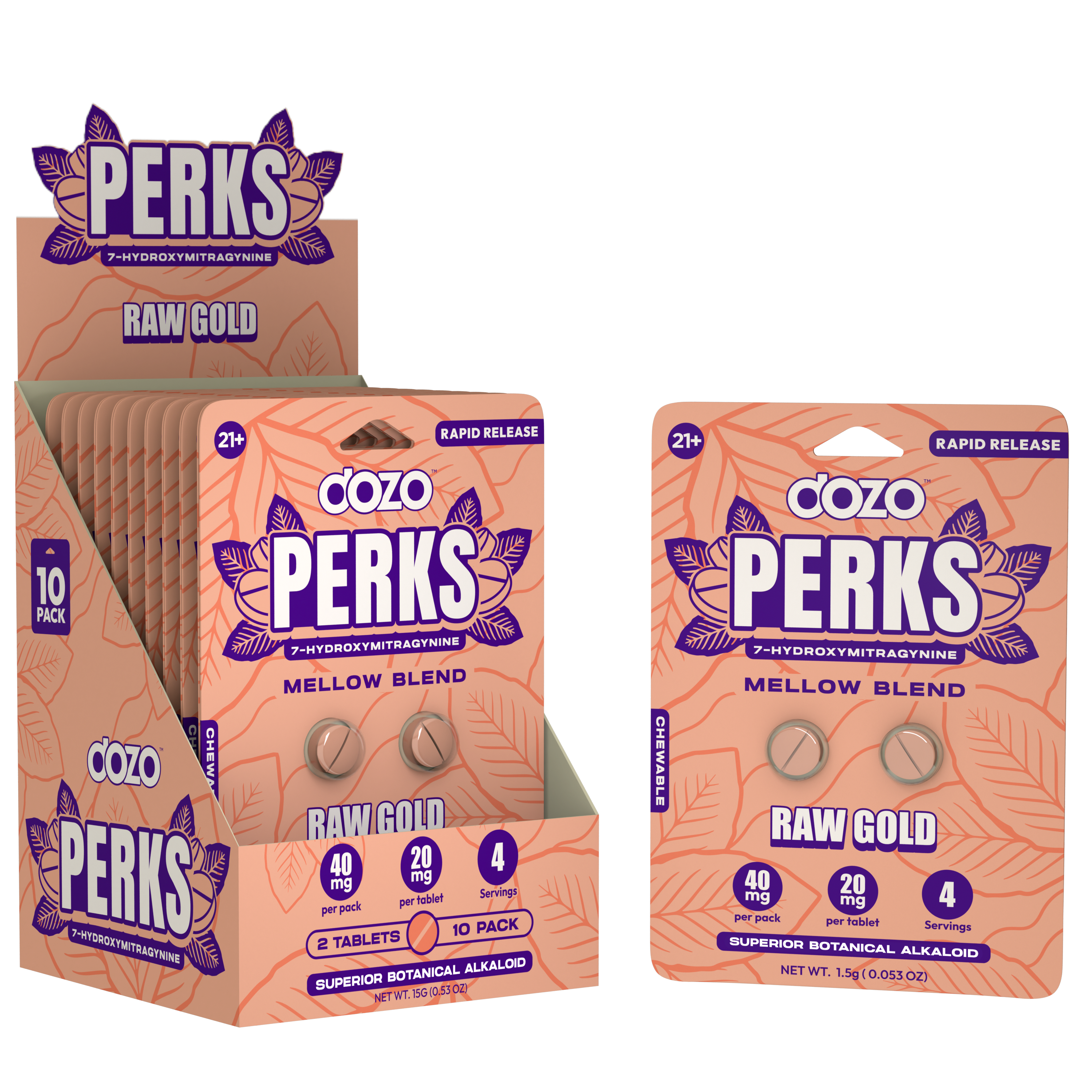 DOZO PERKS 7-HYDROXYMITRAGYNINE 20MG/TABLET (2CT/PACK)