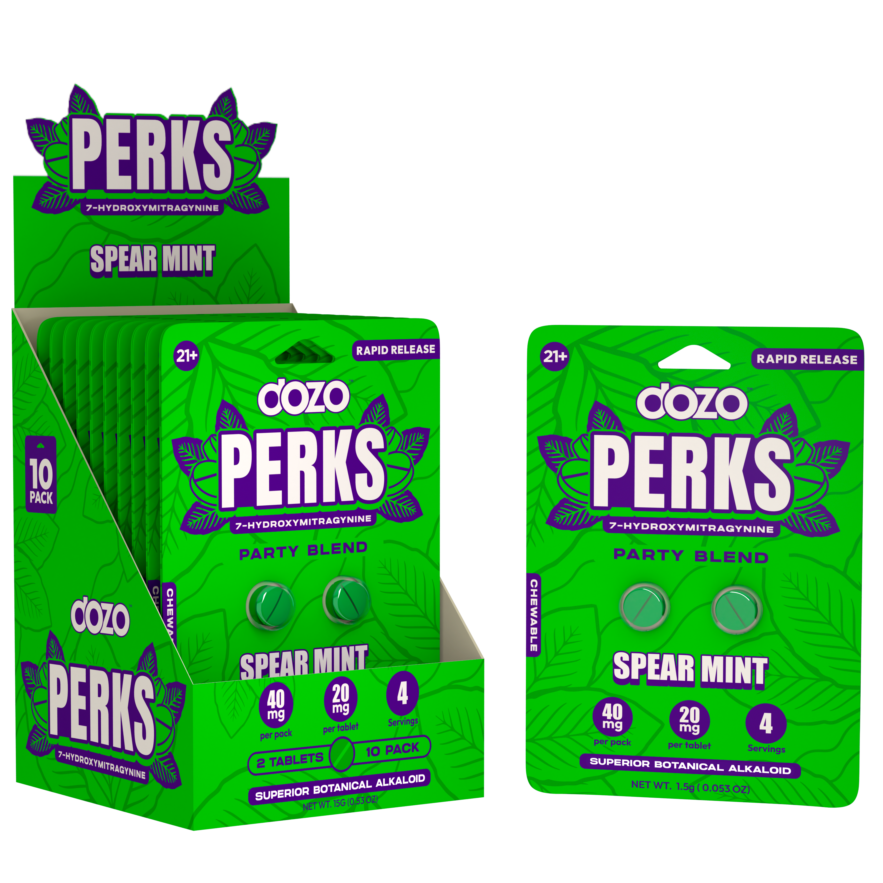 DOZO PERKS 7-HYDROXYMITRAGYNINE 20MG/TABLET (2CT/PACK)