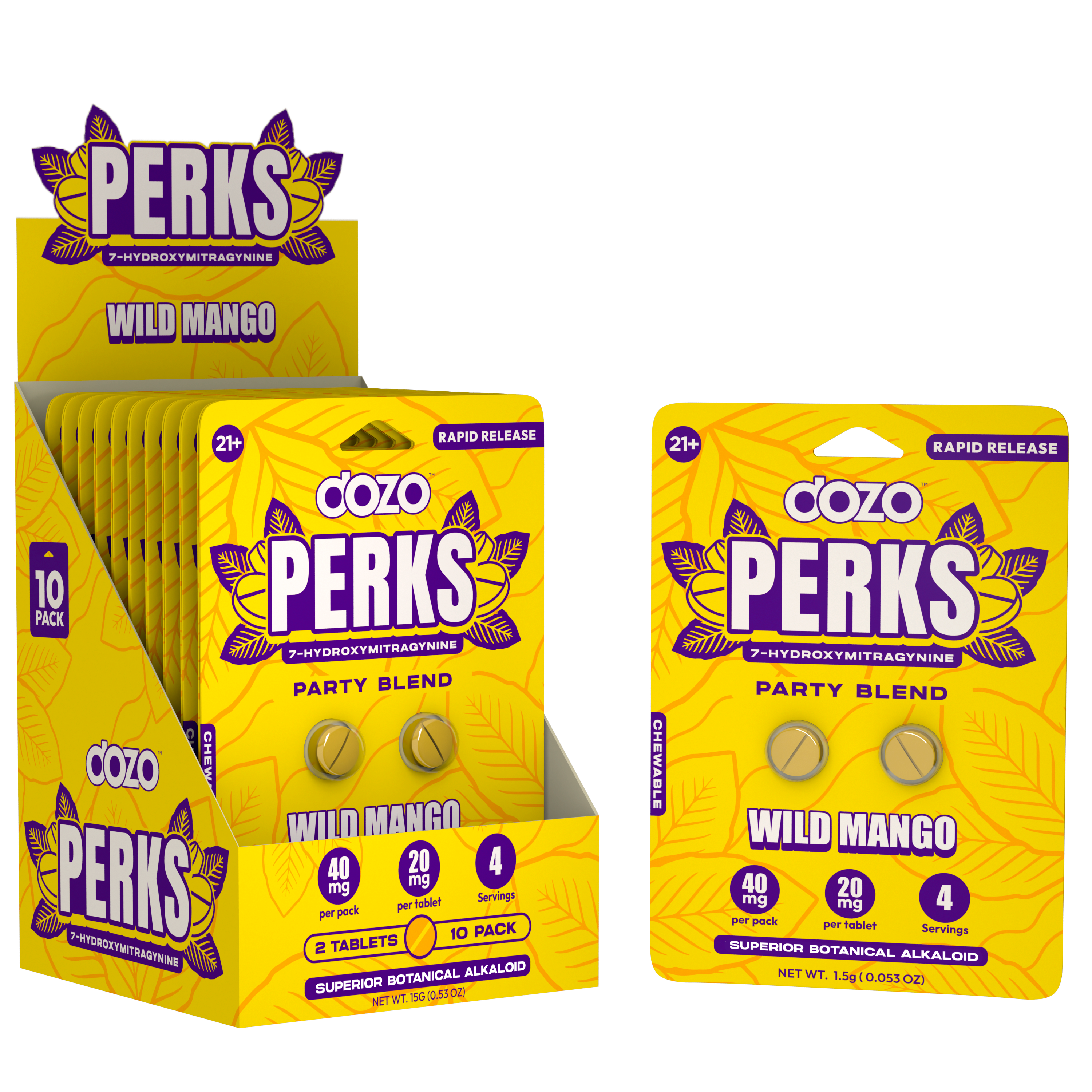 DOZO PERKS 7-HYDROXYMITRAGYNINE 20MG/TABLET (2CT/PACK)