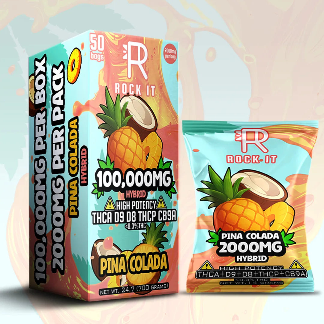 ROCK IT 100,000MG HIGH POTENCY THCA D9 THCP CB9A GUMMIES (2000MG PER BAG) (50 BAG DISPLAY)