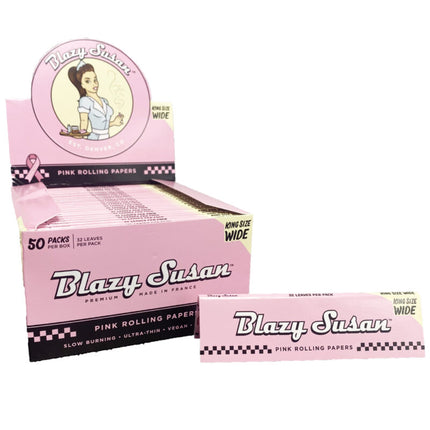 BLAZY SUSAN KING SIZE WIDE ROLLING PAPER 50PK | PINK