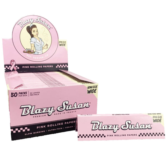 BLAZY SUSAN KING SIZE WIDE ROLLING PAPER 50PK | PINK