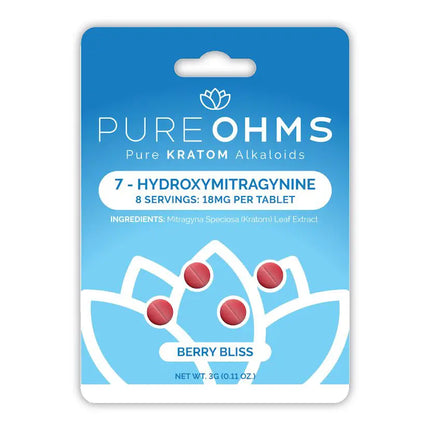 PURE OHMS PURE KRATOM ALKALOIDS 4 TABLETS / PACK 8 SERVINGS