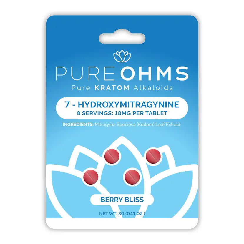 PURE OHMS PURE KRATOM ALKALOIDS 4 TABLETS / PACK 8 SERVINGS