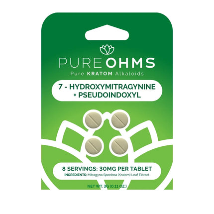 PURE OHMS 7-HYDROXY + PSUEDO 30MG TABLETS (4CT/PACK) | GREEN