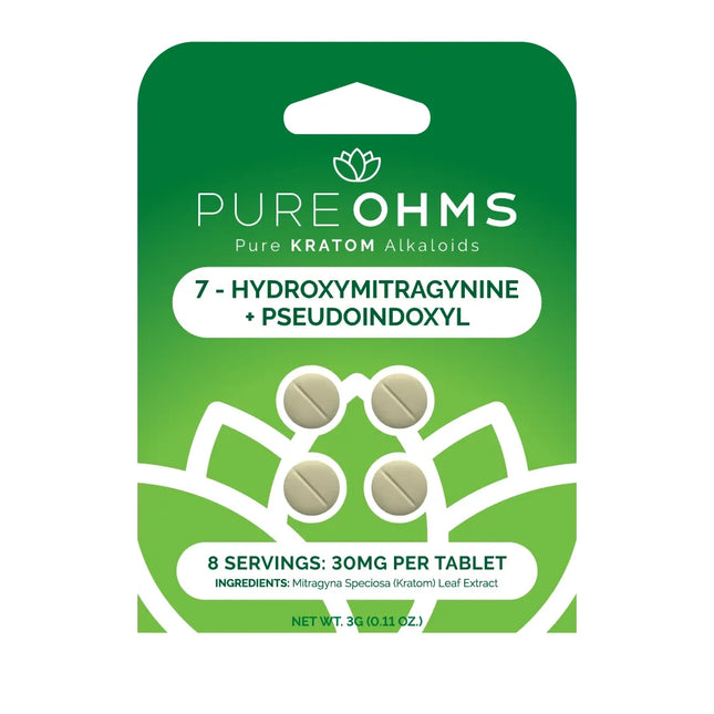 PURE OHMS 7-HYDROXY + PSUEDO 30MG TABLETS (4CT/PACK) | GREEN