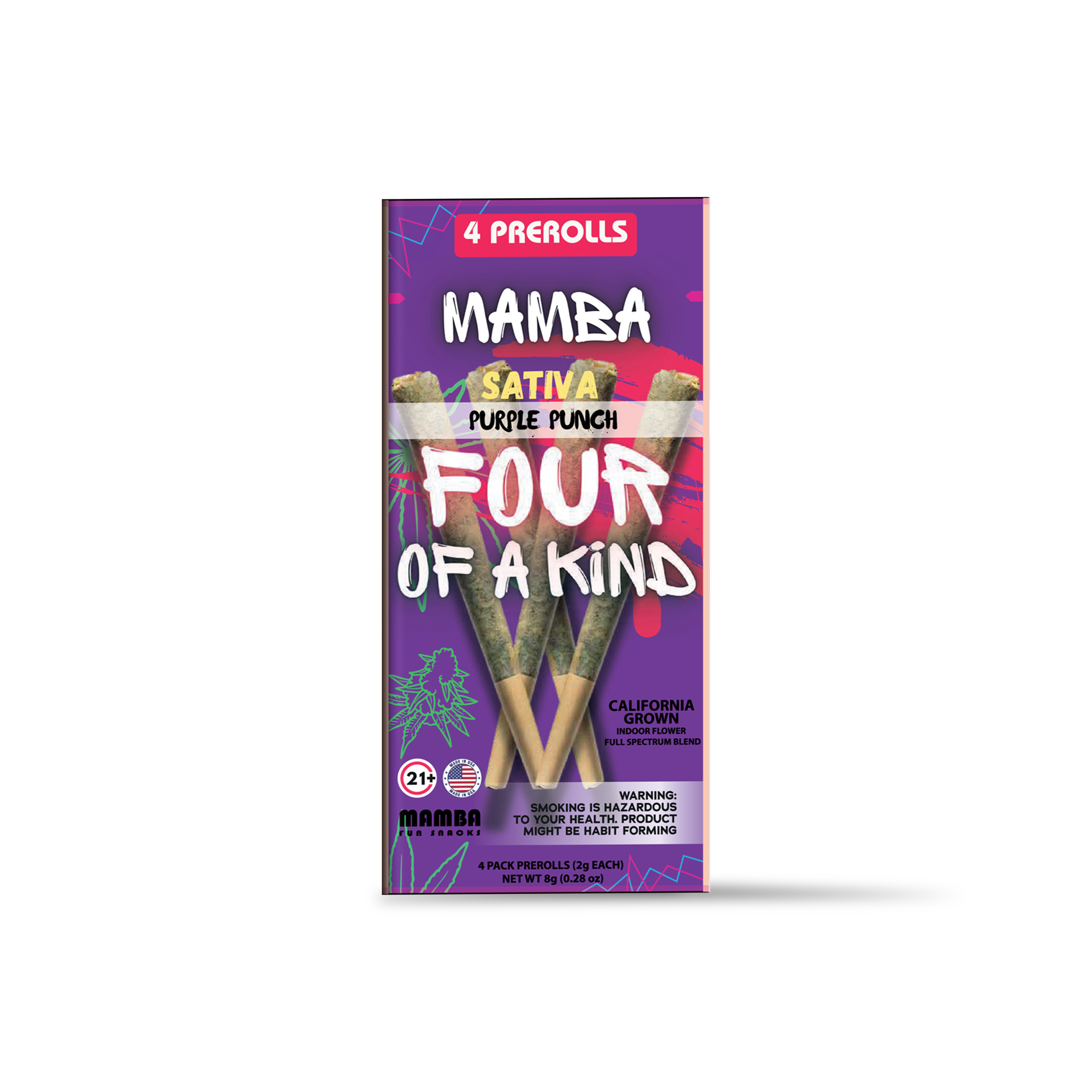 MAMBA FOUR OF A KIND 2G THC-A PRE ROLLS (4CT/PACK, 8G/PACK)