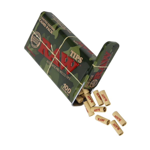RAW TIPS PRE-ROLLED LIMITED EDITION CAMO PACK 100CT/6PK