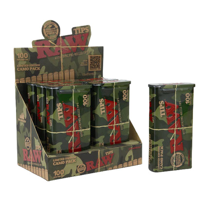 RAW TIPS PRE-ROLLED LIMITED EDITION CAMO PACK 100CT/6PK