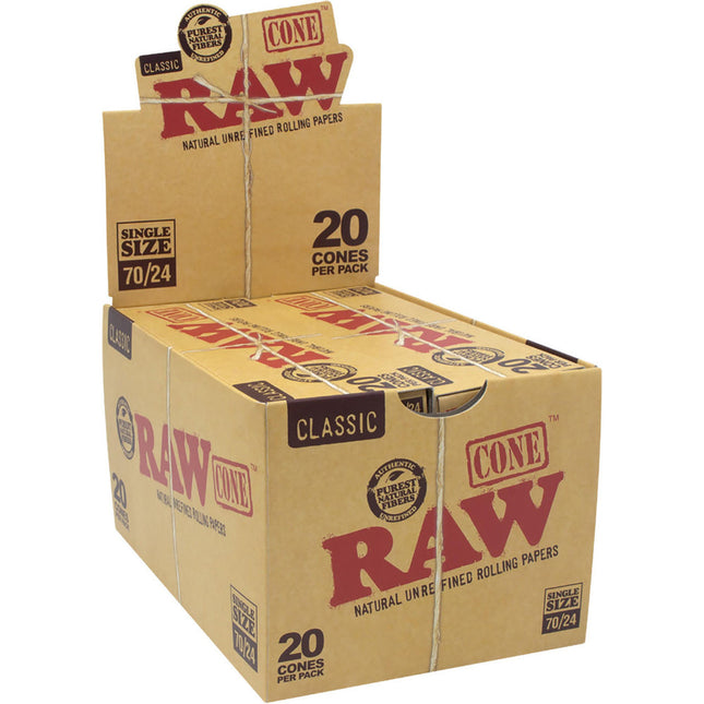 RAW CLASSIC 70MM/24MM CONES 20ct/PK 12CT/DISPLAY