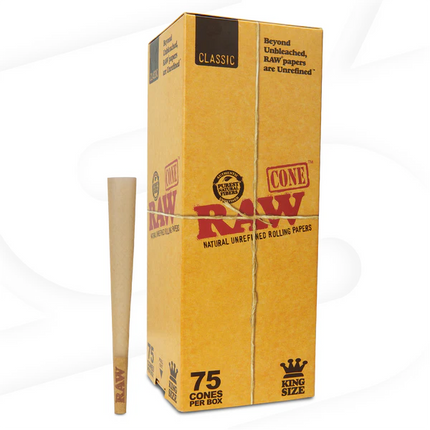 RAW CLASSIC KING SIZE CONES (75CT/BOX)