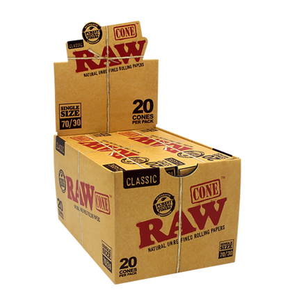 RAW CLASSIC SINGLE SIZE 70/30 CONES (20CT/PK , 12PK/BOX)
