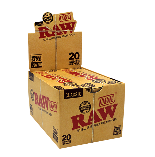 RAW CLASSIC SINGLE SIZE 70/30 CONES (20CT/PK , 12PK/BOX)