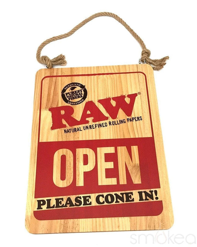 RAW OPEN WOOD SIGN
