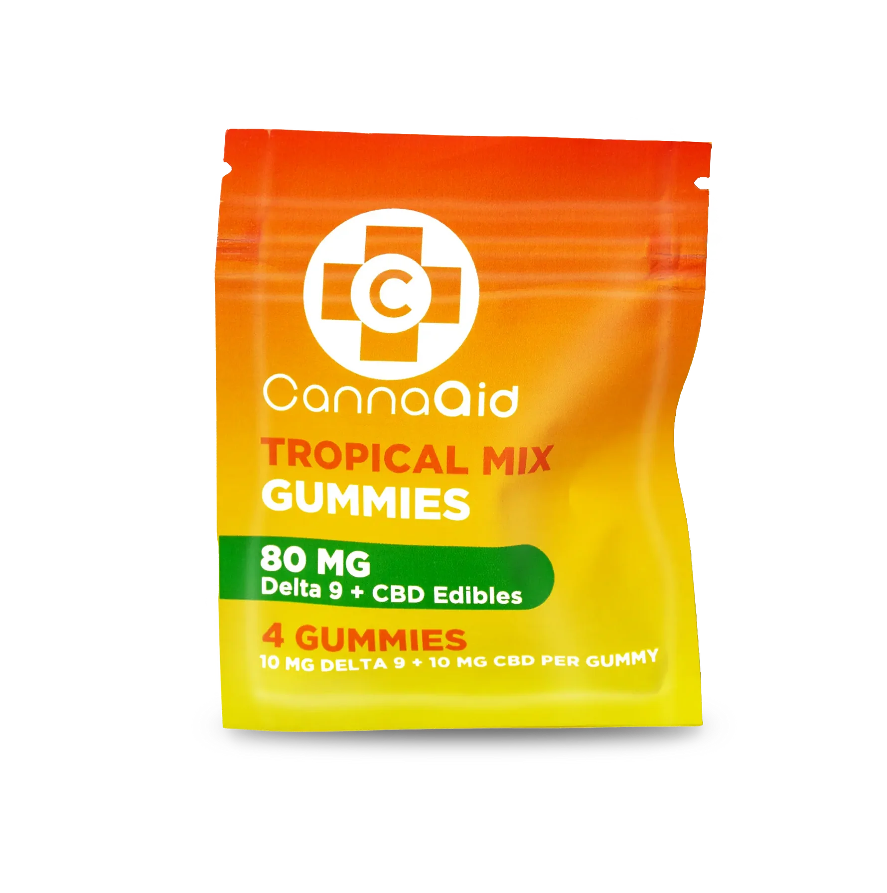 CANNA AID 80MG 4PC GUMMY PACKS (10MG D9, 10MG CBD) (30CT BOX) | TROPICAL MIX