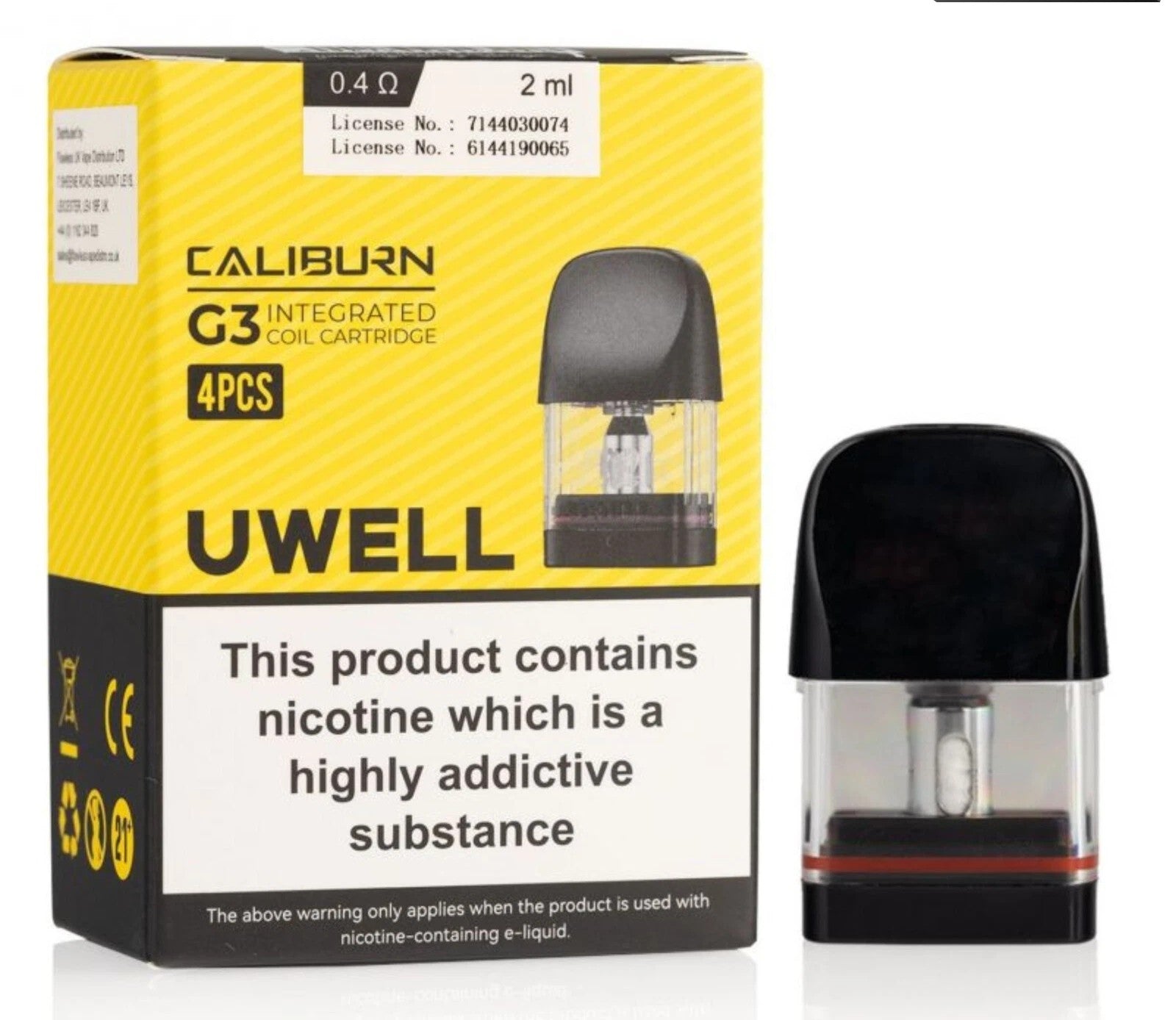 CALIBURN G3 INTEGRATED COIL CARTRIDGE 0.4OHM (4PC PACK)