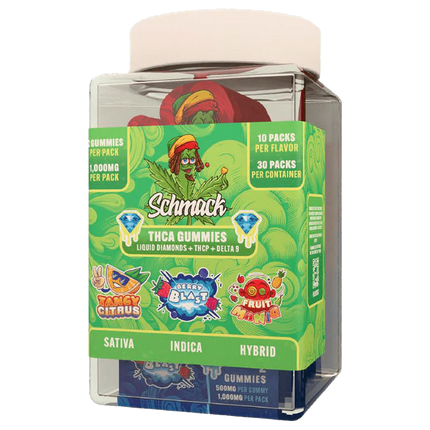 SCHMACK 1000MG THC-A LIQUID DIAMONDS GUMMY PACK (30PK/JAR) | ASSORTED FLAVORS