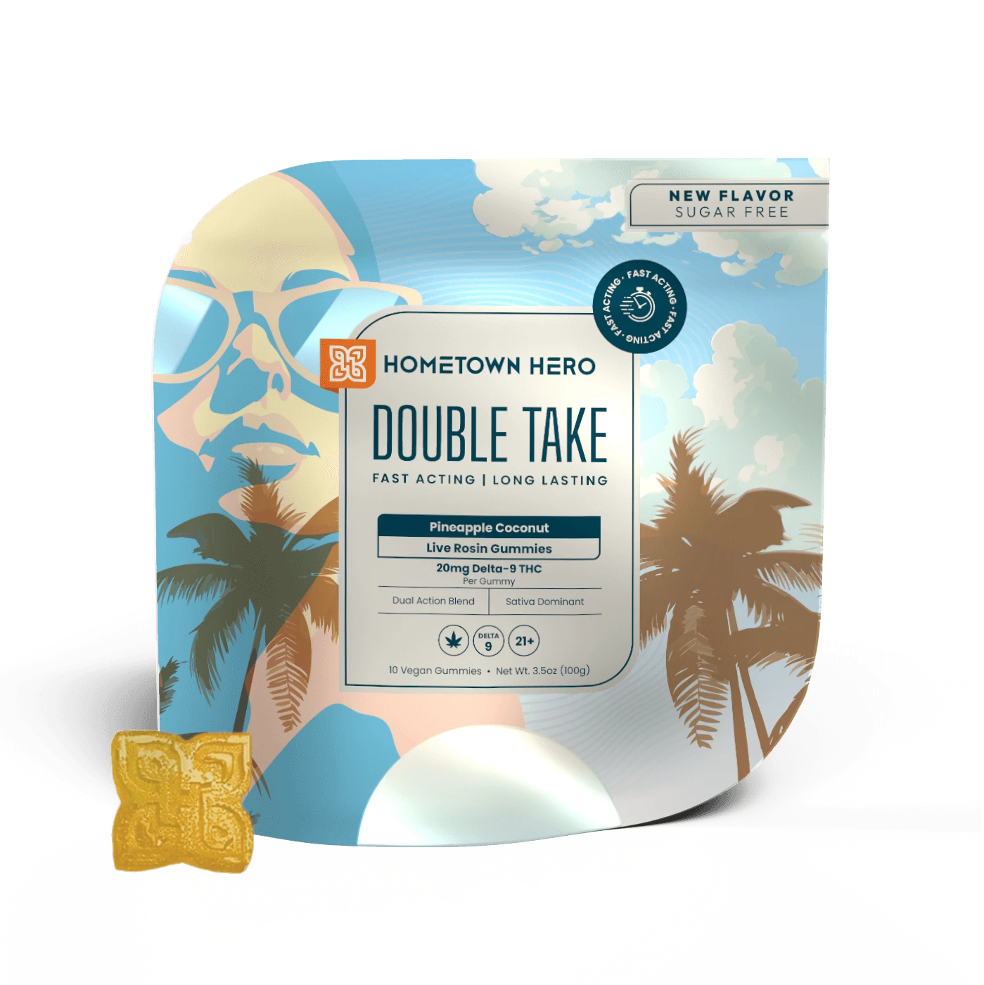 HOMETOWN HERO DOUBLE TAKE 20MG D9 LIVE ROSIN GUMMIES (10CT/PACK)