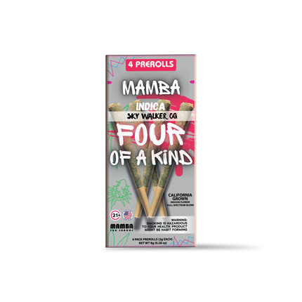 MAMBA FOUR OF A KIND 2G THC-A PRE ROLLS (4CT/PACK, 8G/PACK)