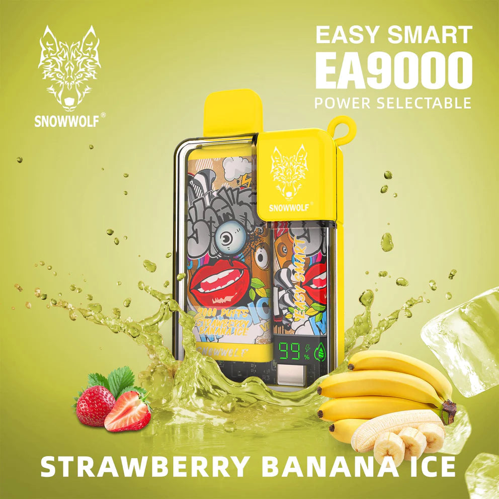 SNOWWOLF EA9000 5% DISPOSABLE - STRAWBERRY BANANA ICE -