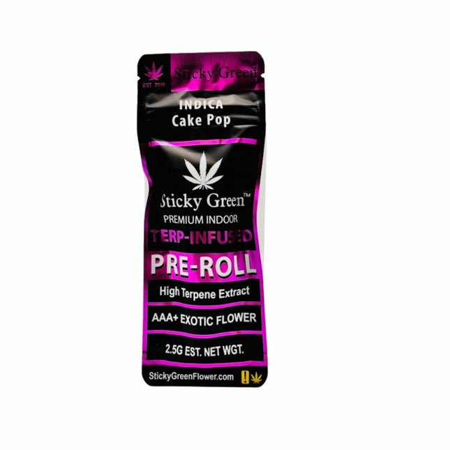 STICKY GREEN 2.5G HIGH TERPENE EXTRACT TERP INFUSED 2CT PRE ROLL