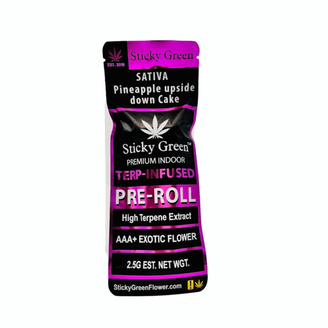 STICKY GREEN 2.5G HIGH TERPENE EXTRACT TERP INFUSED 2CT PRE ROLL
