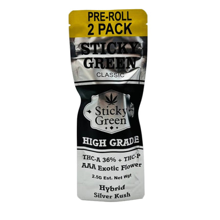 STICKY GREEN HIGH GRADE EXOTIC THC-A & THC-P PRE ROLLS (2 X 1.25G EACH) (2CT PACK)