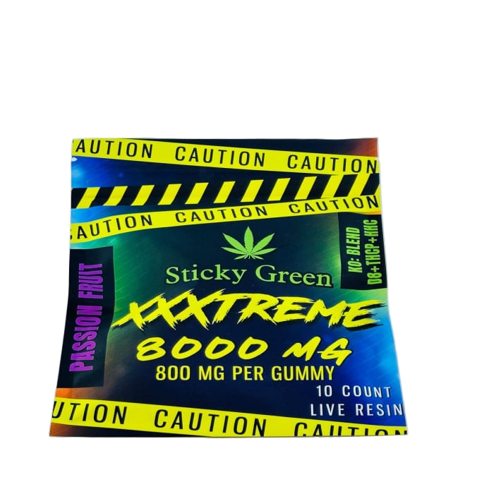 STICKY GREEN XXXTREME LIVE RESIN BLEND (D8+THCP+ HHC) GUMMY 800MG/PC 10PC/BAG