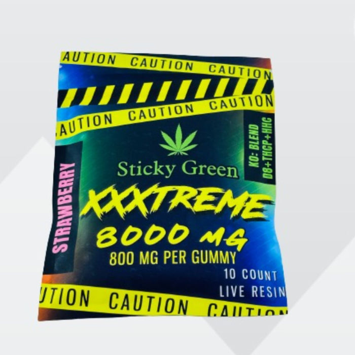 STICKY GREEN XXXTREME LIVE RESIN BLEND (D8+THCP+ HHC) GUMMY 800MG/PC 10PC/BAG