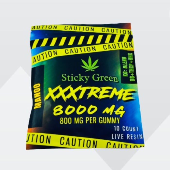 STICKY GREEN XXXTREME LIVE RESIN BLEND (D8+THCP+ HHC) GUMMY 800MG/PC 10PC/BAG