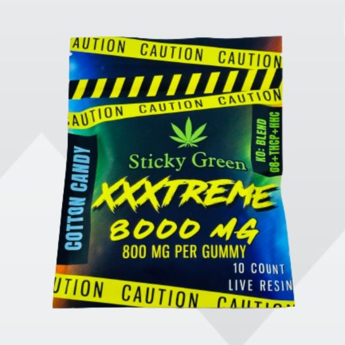 STICKY GREEN XXXTREME LIVE RESIN BLEND (D8+THCP+ HHC) GUMMY 800MG/PC 10PC/BAG