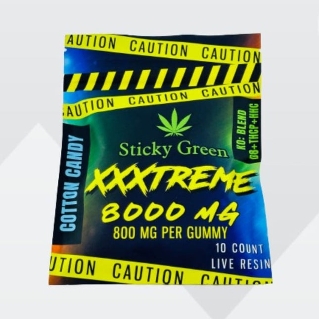 STICKY GREEN XXXTREME LIVE RESIN BLEND (D8+THCP+ HHC) GUMMY 800MG/PC 10PC/BAG