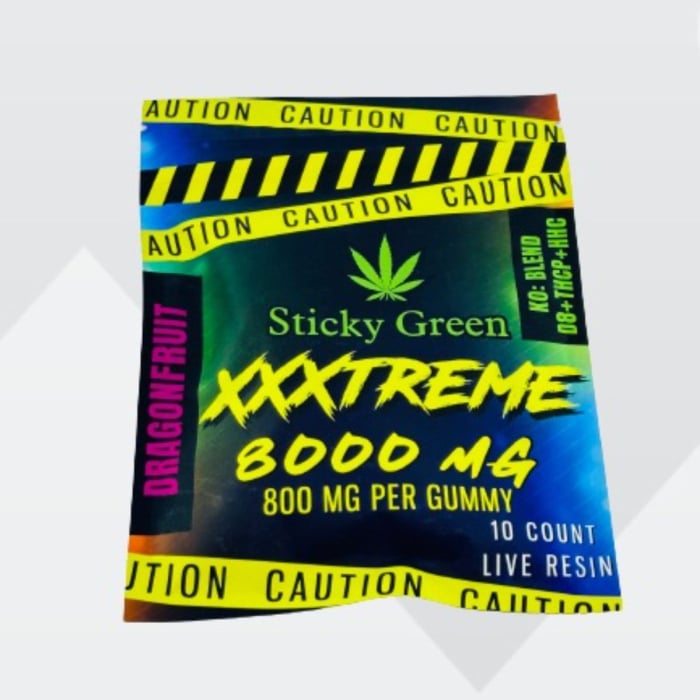 STICKY GREEN XXXTREME LIVE RESIN BLEND (D8+THCP+ HHC) GUMMY 800MG/PC 10PC/BAG