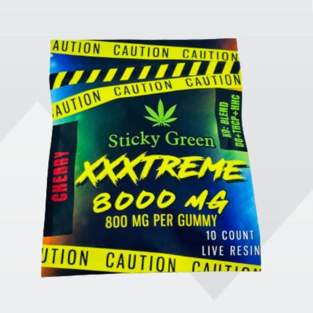 STICKY GREEN XXXTREME LIVE RESIN BLEND (D8+THCP+ HHC) GUMMY 800MG/PC 10PC/BAG