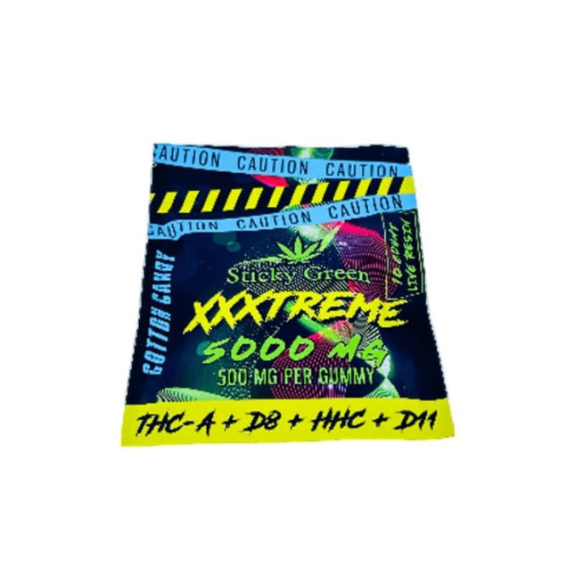 STICKY GREEN XXXTREME LIVE RESIN BLEND (THC-A + D8 + HHC + D11) GUMMY 500MG/PC 10PC/BAG