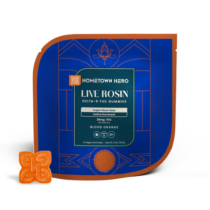 HOMETOWN HERO 25MG D9 LIVE ROSIN GUMMIES (10CT/PACK)