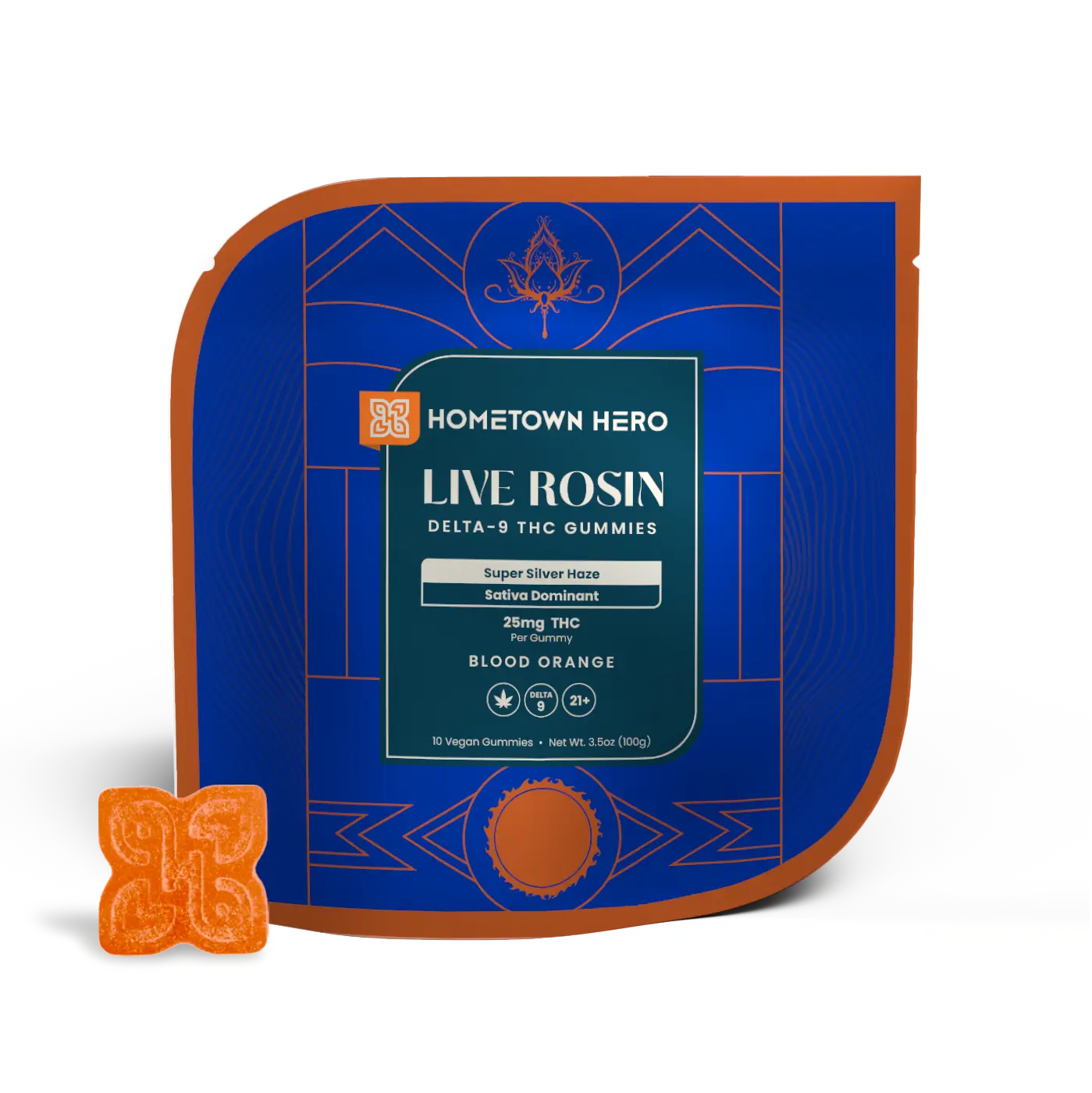 HOMETOWN HERO 25MG D9 LIVE ROSIN GUMMIES (10CT/PACK)