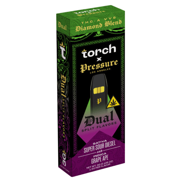 TORCH X PRESSURE DUAL SPLIT FLAVORS THC-A VVS DIAMOND BLEND 3G DISPOSABLE